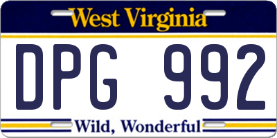 WV license plate DPG992