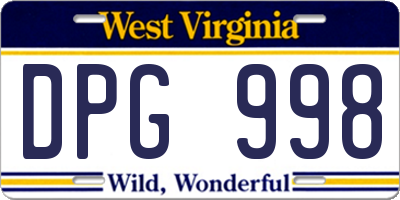 WV license plate DPG998
