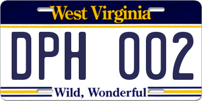 WV license plate DPH002