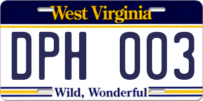 WV license plate DPH003
