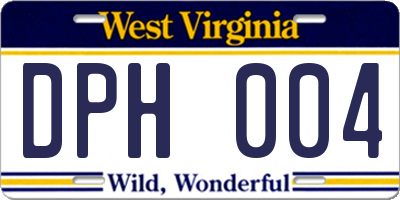 WV license plate DPH004