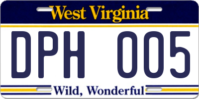 WV license plate DPH005
