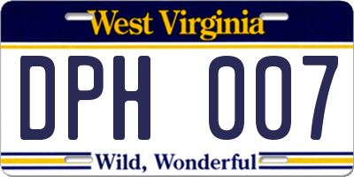 WV license plate DPH007