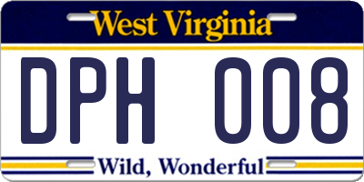 WV license plate DPH008