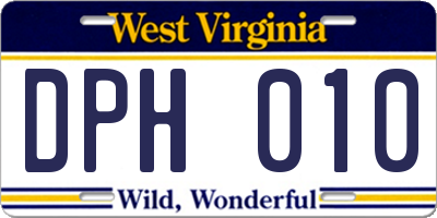 WV license plate DPH010