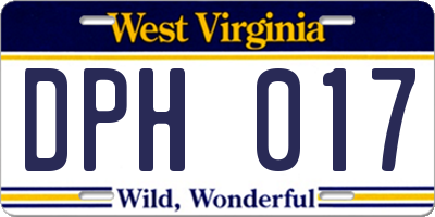 WV license plate DPH017