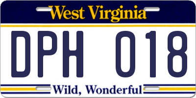 WV license plate DPH018
