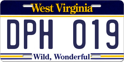 WV license plate DPH019