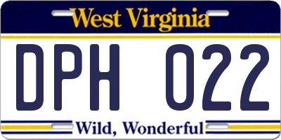 WV license plate DPH022