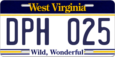 WV license plate DPH025
