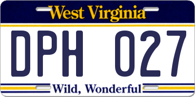 WV license plate DPH027