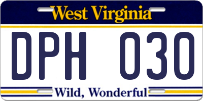 WV license plate DPH030