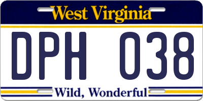WV license plate DPH038