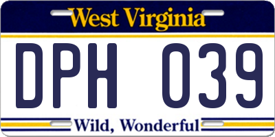 WV license plate DPH039