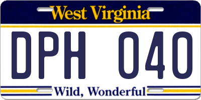 WV license plate DPH040