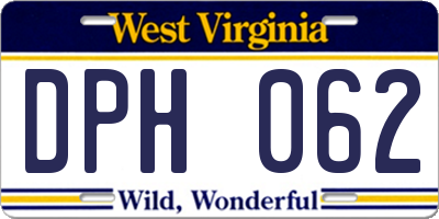 WV license plate DPH062