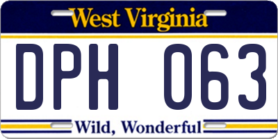 WV license plate DPH063