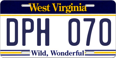 WV license plate DPH070