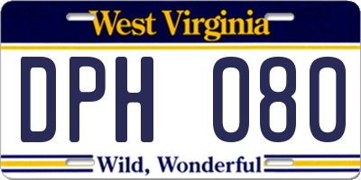 WV license plate DPH080