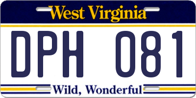 WV license plate DPH081