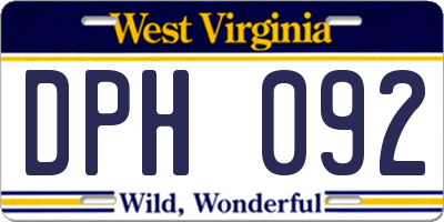 WV license plate DPH092