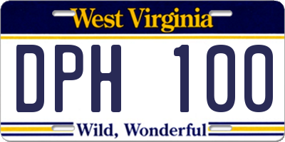 WV license plate DPH100