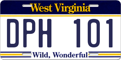 WV license plate DPH101