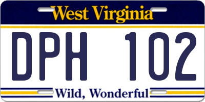 WV license plate DPH102