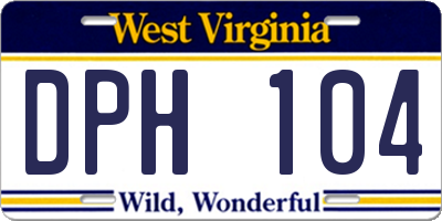 WV license plate DPH104
