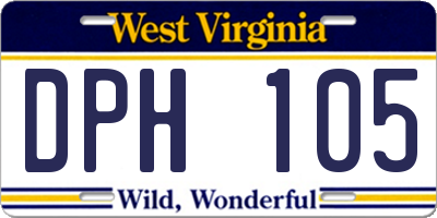 WV license plate DPH105