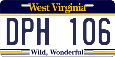 WV license plate DPH106