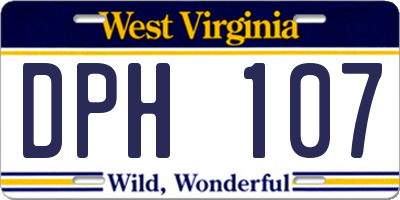 WV license plate DPH107