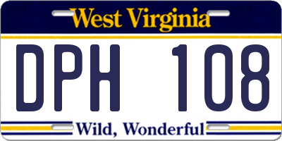 WV license plate DPH108