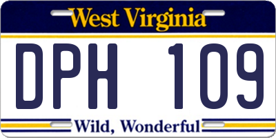 WV license plate DPH109
