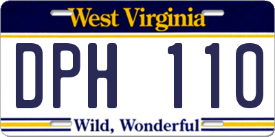 WV license plate DPH110