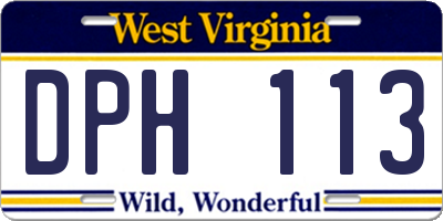WV license plate DPH113