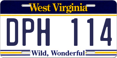 WV license plate DPH114
