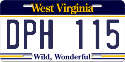 WV license plate DPH115