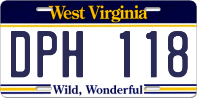 WV license plate DPH118