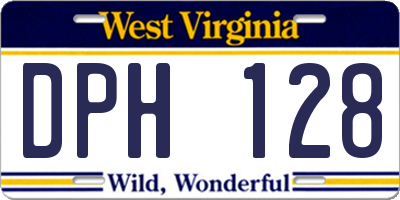 WV license plate DPH128