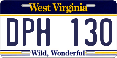 WV license plate DPH130