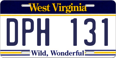 WV license plate DPH131