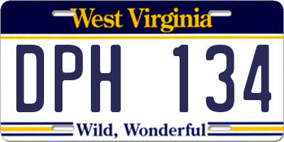 WV license plate DPH134
