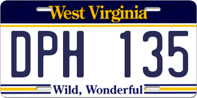 WV license plate DPH135