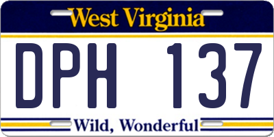 WV license plate DPH137