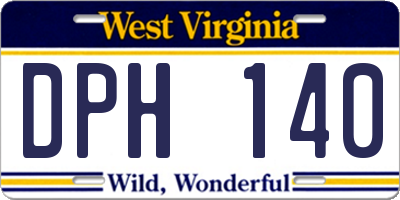 WV license plate DPH140