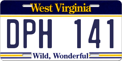 WV license plate DPH141