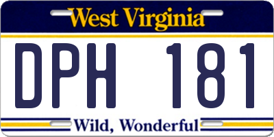 WV license plate DPH181