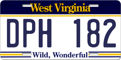 WV license plate DPH182