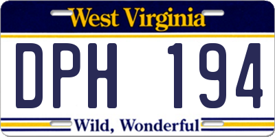 WV license plate DPH194